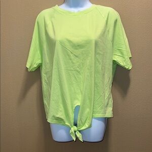 GAP Women’s Neon Lime Workout Tie-Front Short Sleeve Tee Shirt Top SZ Medium 🌺